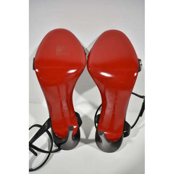 Christian Louboutin Loubigirl Chain 100 Black Ankle Strap Sandal Heel Pump 35.5 - Picture 12 of 12
